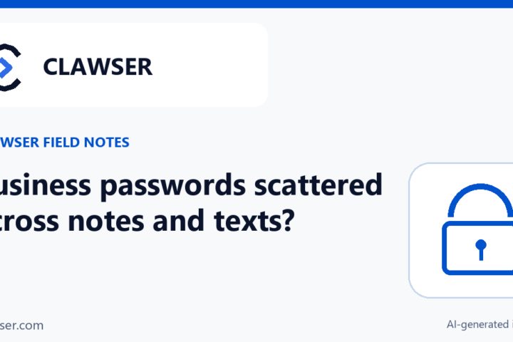 Business passwords scattered across notes and texts? Start with one safe place.