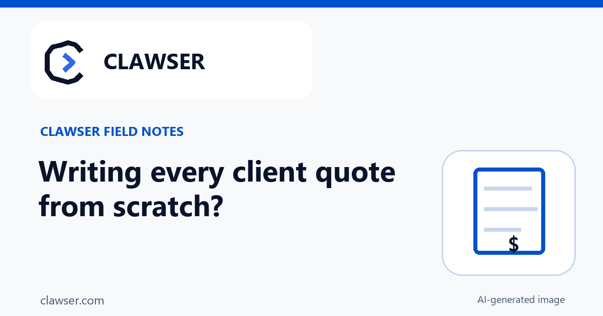 Illustration of a small business quote checklist with name, work, price, and dates. AI-generated image.